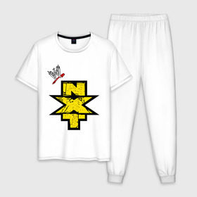 Мужская пижама хлопок с принтом NXT , 100% хлопок | брюки и футболка прямого кроя, без карманов, на брюках мягкая резинка на поясе и по низу штанин
 | джон сина