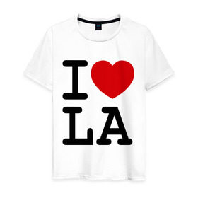 Мужская футболка хлопок с принтом I love LA , 100% хлопок | прямой крой, круглый вырез горловины, длина до линии бедер, слегка спущенное плечо. | i love | i love la | i love los angiles | los angiles | лос анджелес | я люблю лос анджелес