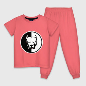 Детская пижама хлопок с принтом Pitbull (2) , 100% хлопок |  брюки и футболка прямого кроя, без карманов, на брюках мягкая резинка на поясе и по низу штанин
 | pitbull | спартак