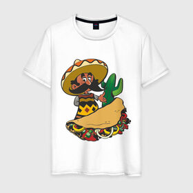 Мужская футболка хлопок с принтом Мексиканец (2) , 100% хлопок | прямой крой, круглый вырез горловины, длина до линии бедер, слегка спущенное плечо. | 