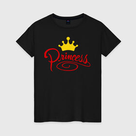 Женская футболка хлопок с принтом Princess (4) , 100% хлопок | прямой крой, круглый вырез горловины, длина до линии бедер, слегка спущенное плечо | princess | девушка | королева | корона | подарок девушке