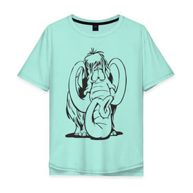 Мужская футболка хлопок Oversize с принтом Мамонтенок , 100% хлопок | свободный крой, круглый ворот, “спинка” длиннее передней части | Тематика изображения на принте: слон