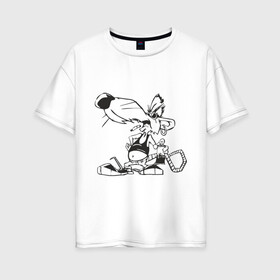 Женская футболка хлопок Oversize с принтом Мышь (2) , 100% хлопок | свободный крой, круглый ворот, спущенный рукав, длина до линии бедер
 | балончик с краской | мышь | панк