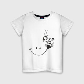 Детская футболка хлопок с принтом Пчелка , 100% хлопок | круглый вырез горловины, полуприлегающий силуэт, длина до линии бедер | пчела | пчелка | улыбка
