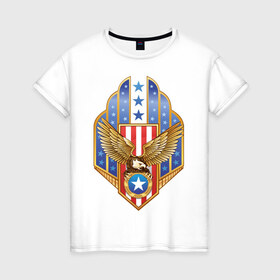 Женская футболка хлопок с принтом Орел США , 100% хлопок | прямой крой, круглый вырез горловины, длина до линии бедер, слегка спущенное плечо | америка | орел | символ америки | соединенные штаты америки | соединенный штаты америки | сша | штаты