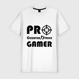 Мужская футболка премиум с принтом Pro gamer , 92% хлопок, 8% лайкра | приталенный силуэт, круглый вырез ворота, длина до линии бедра, короткий рукав | counter strike | cs | gamer | pro gamerpro | гаймер | контер страйк | контра | про