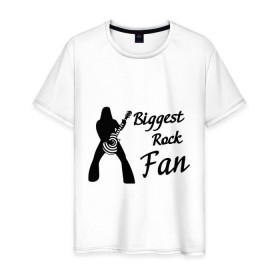 Мужская футболка хлопок с принтом Rock Fan , 100% хлопок | прямой крой, круглый вырез горловины, длина до линии бедер, слегка спущенное плечо. | rock | крупнейший рок поклонник | музыка | рок | рок музыка | фанат | фанат рока