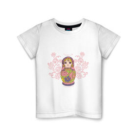 Детская футболка хлопок с принтом Матрешка , 100% хлопок | круглый вырез горловины, полуприлегающий силуэт, длина до линии бедер | matreshka | russia | матрешка | россия