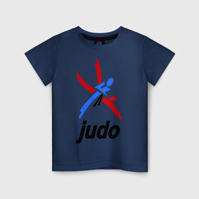 Детская футболка хлопок с принтом Дзюдо - Judo эмблема , 100% хлопок | круглый вырез горловины, полуприлегающий силуэт, длина до линии бедер | дзюдо