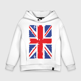 Детское худи Oversize хлопок с принтом Британский флаг , френч-терри — 70% хлопок, 30% полиэстер. Мягкий теплый начес внутри —100% хлопок | боковые карманы, эластичные манжеты и нижняя кромка, капюшон на магнитной кнопке | great britain | uk | united kingdom | английский флаг | британский флаг | флаг uk | флаг англии | флаг британии | флаг великобритании