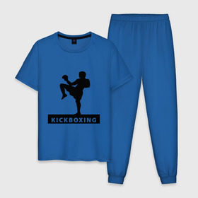 Мужская пижама хлопок с принтом Kickboxing (3) , 100% хлопок | брюки и футболка прямого кроя, без карманов, на брюках мягкая резинка на поясе и по низу штанин
 | кикбоксинг
