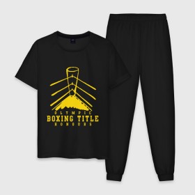 Мужская пижама хлопок с принтом Olympic boxing title , 100% хлопок | брюки и футболка прямого кроя, без карманов, на брюках мягкая резинка на поясе и по низу штанин
 | 