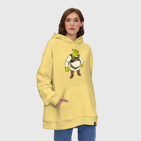 Худи SuperOversize хлопок с принтом Shrek (3) , 70% хлопок, 30% полиэстер, мягкий начес внутри | карман-кенгуру, эластичная резинка на манжетах и по нижней кромке, двухслойный капюшон
 | shrek | шрек