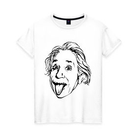Женская футболка хлопок с принтом Эйнштейн , 100% хлопок | прямой крой, круглый вырез горловины, длина до линии бедер, слегка спущенное плечо | albert einstein | альберт эйнштейн | высунутый язык | знаменитость | наука | ученый | физик | эйнштейн