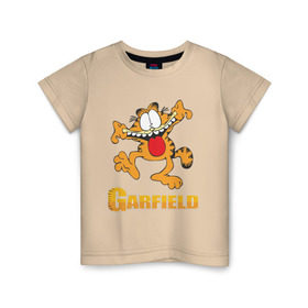 Детская футболка хлопок с принтом Garfield , 100% хлопок | круглый вырез горловины, полуприлегающий силуэт, длина до линии бедер | Тематика изображения на принте: garfield | гарфилд