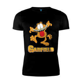 Мужская футболка премиум с принтом Garfield , 92% хлопок, 8% лайкра | приталенный силуэт, круглый вырез ворота, длина до линии бедра, короткий рукав | garfield | гарфилд