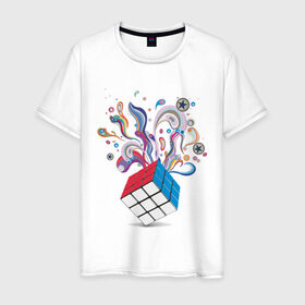 Мужская футболка хлопок с принтом КРеатив , 100% хлопок | прямой крой, круглый вырез горловины, длина до линии бедер, слегка спущенное плечо. | colors | дизайн | краски | кубик рубика | поток цвета | цвета