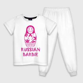 Детская пижама хлопок с принтом Русская Барби , 100% хлопок |  брюки и футболка прямого кроя, без карманов, на брюках мягкая резинка на поясе и по низу штанин
 | russian barbie | кукла | матрешка | русская барби | символ россии