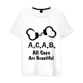 Мужская футболка хлопок с принтом Soft A.C.A.B , 100% хлопок | прямой крой, круглый вырез горловины, длина до линии бедер, слегка спущенное плечо. | acab