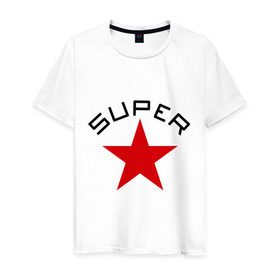 Мужская футболка хлопок с принтом Super Star (2) , 100% хлопок | прямой крой, круглый вырез горловины, длина до линии бедер, слегка спущенное плечо. | star | super | звезда | суперстар