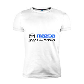 Мужская футболка премиум с принтом Мazda zoom-zoom , 92% хлопок, 8% лайкра | приталенный силуэт, круглый вырез ворота, длина до линии бедра, короткий рукав | Тематика изображения на принте: mazda | авто | авто2012 | логотип | мазда | машины | философия mazda zoom zoomzoom zoom | японские
