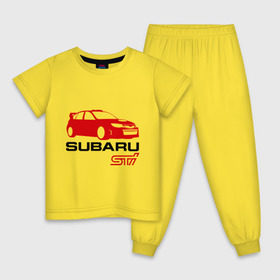 Детская пижама хлопок с принтом Subaru sti (2) , 100% хлопок |  брюки и футболка прямого кроя, без карманов, на брюках мягкая резинка на поясе и по низу штанин
 | subaru impreza | subaru impreza wrx sti | subaru sti | wrx sti | авто2012 | импреза | субару | субару импреза