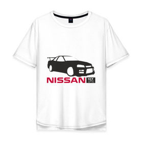 Мужская футболка хлопок Oversize с принтом Nissan GTR , 100% хлопок | свободный крой, круглый ворот, “спинка” длиннее передней части | nissan | nissan gtr | авто | автомобиль | машины | нисан | нисанчик | ниссан | тачки