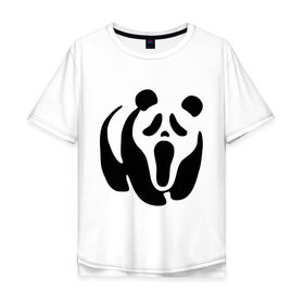 Мужская футболка хлопок Oversize с принтом Scream Panda , 100% хлопок | свободный крой, круглый ворот, “спинка” длиннее передней части | панда