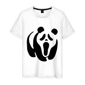 Мужская футболка хлопок с принтом Scream Panda , 100% хлопок | прямой крой, круглый вырез горловины, длина до линии бедер, слегка спущенное плечо. | панда