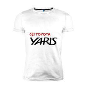 Мужская футболка премиум с принтом Toyota Yaris , 92% хлопок, 8% лайкра | приталенный силуэт, круглый вырез ворота, длина до линии бедра, короткий рукав | toyota | toyota yaris | yaris | тойота | тойота ярис | ярис