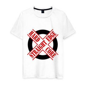 Мужская футболка хлопок с принтом Straight edge (sXe) (1) , 100% хлопок | прямой крой, круглый вырез горловины, длина до линии бедер, слегка спущенное плечо. | 