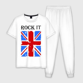 Мужская пижама хлопок с принтом Rock it , 100% хлопок | брюки и футболка прямого кроя, без карманов, на брюках мягкая резинка на поясе и по низу штанин
 | asds | britain | english | heavy metal | metal | rock | trash metal | англия | британия | британский флаг | метал | металл | рок | трэш метал | хеви метал