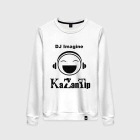 Женский свитшот хлопок с принтом DJ KaZanTip , 100% хлопок | прямой крой, круглый вырез, на манжетах и по низу широкая трикотажная резинка  | dj | kazantip | диджей | ибица | казан | казантип | клуб | наушники