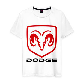 Мужская футболка хлопок с принтом Dodge , 100% хлопок | прямой крой, круглый вырез горловины, длина до линии бедер, слегка спущенное плечо. | dodge | авто2012 | додж | логотип dodge | логотип додж | символика dodge | символики додж