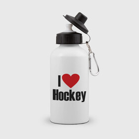 Бутылка спортивная с принтом Я люблю хоккей! , металл | емкость — 500 мл, в комплекте две пластиковые крышки и карабин для крепления | nhl | лига | национальная лига | нхл | хокей | хоккей | хоккейная лига | я люблю