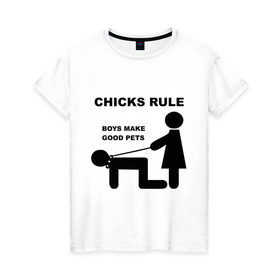 Женская футболка хлопок с принтом Boys make good pets , 100% хлопок | прямой крой, круглый вырез горловины, длина до линии бедер, слегка спущенное плечо | бойфренд | девочки | девчонки | любовь | отношения | ошейник | парень | поводок | рулят
