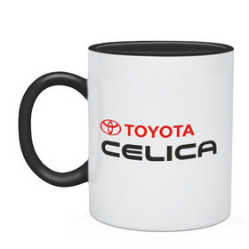 Кружка двухцветная с принтом Toyota Celica , керамика | объем — 330 мл, диаметр — 80 мм. Цветная ручка и кайма сверху, в некоторых цветах — вся внутренняя часть | авто | автолюбителю | автомобиль | водитель | водителю | марка | машина | тачка | тойота | целика