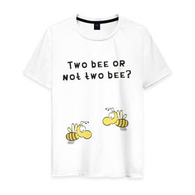 Мужская футболка хлопок с принтом Two bee or not two bee , 100% хлопок | прямой крой, круглый вырез горловины, длина до линии бедер, слегка спущенное плечо. | bee | two bee or not two bee | быть или не быть | вопрос | пчелки | пчелы | цитаты | шекспир
