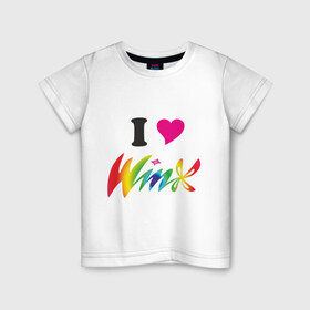 Детская футболка хлопок с принтом Winx с крыльями , 100% хлопок | круглый вырез горловины, полуприлегающий силуэт, длина до линии бедер | 