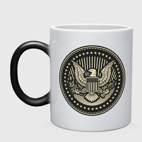 Кружка хамелеон с принтом USA Eagle , керамика | меняет цвет при нагревании, емкость 330 мл | america | new york | usa | америка | американский | герб | орел | символ | сша | штаты