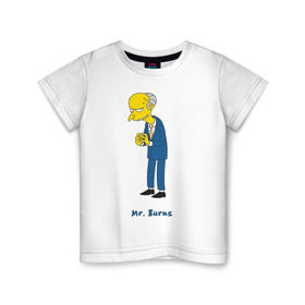 Детская футболка хлопок с принтом Mr. Burns (The Simpsons) , 100% хлопок | круглый вырез горловины, полуприлегающий силуэт, длина до линии бедер | Тематика изображения на принте: burns | simpsons | симпсоны | симсоны