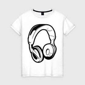 Женская футболка хлопок с принтом Наушники (3) , 100% хлопок | прямой крой, круглый вырез горловины, длина до линии бедер, слегка спущенное плечо | deejay | dj | tiesto | диджей | наушники