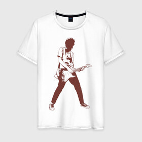 Мужская футболка хлопок с принтом Гитарист , 100% хлопок | прямой крой, круглый вырез горловины, длина до линии бедер, слегка спущенное плечо. | гитара