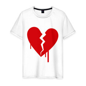 Мужская футболка хлопок с принтом Разбитое сердце (2) , 100% хлопок | прямой крой, круглый вырез горловины, длина до линии бедер, слегка спущенное плечо. | Тематика изображения на принте: любовь | отношения | разбитое | расставание | сердце | чувства