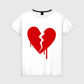 Женская футболка хлопок с принтом Разбитое сердце (2) , 100% хлопок | прямой крой, круглый вырез горловины, длина до линии бедер, слегка спущенное плечо | любовь | отношения | разбитое | расставание | сердце | чувства