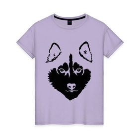 Женская футболка хлопок с принтом Siberian Husky , 100% хлопок | прямой крой, круглый вырез горловины, длина до линии бедер, слегка спущенное плечо | siberian husky | портрет | сибирский хаски | собака
