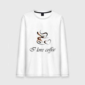 Мужской лонгслив хлопок с принтом I love coffee , 100% хлопок |  | coffee | капучино | кофе | люблю кофе | чашка | эспрессо