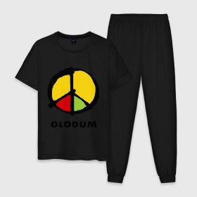 Мужская пижама хлопок с принтом Olodum , 100% хлопок | брюки и футболка прямого кроя, без карманов, на брюках мягкая резинка на поясе и по низу штанин
 | Тематика изображения на принте: бразилия