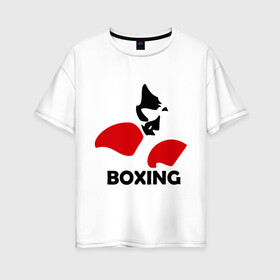 Женская футболка хлопок Oversize с принтом Russia boxing , 100% хлопок | свободный крой, круглый ворот, спущенный рукав, длина до линии бедер
 | кикбоксинг