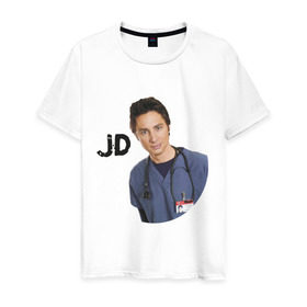 Мужская футболка хлопок с принтом Джон Дориан (JD)(Клиника) , 100% хлопок | прямой крой, круглый вырез горловины, длина до линии бедер, слегка спущенное плечо. | scrubs | джон дориан | клиника